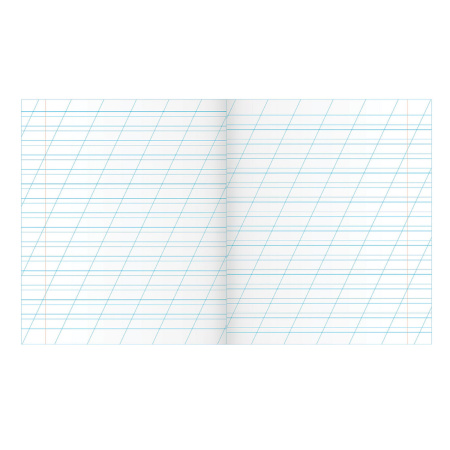 Тетрадь ЗЕЛЁНАЯ обложка 12 л., косая линия с полями, офсет, "ПЗБМ", 19971 - Тетради 12-24 листов