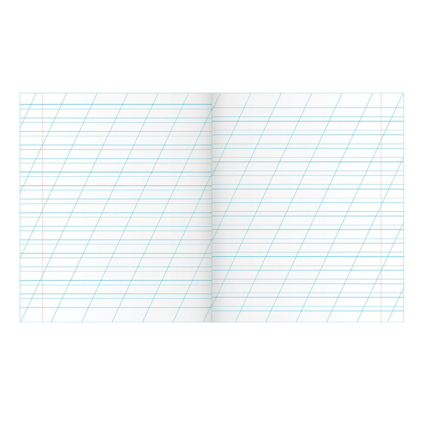 Тетрадь ЗЕЛЁНАЯ обложка 12 л., косая линия с полями, офсет, "ПЗБМ", 19971 - Тетради 12-24 листов