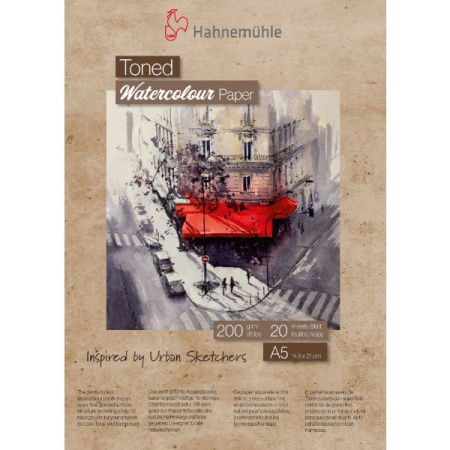 Альбом-склейка для акварели Hahnemuhle Toned, 200 г/м2, А5, 20 л, целлюлоза 100%, мелкое зерно, бежевый