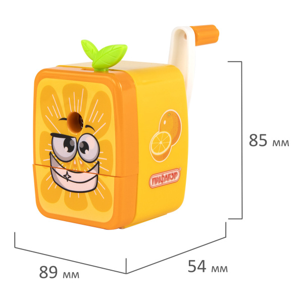 Точилка механическая ПИФАГОР "Апельсин", корпус оранжевый, 270426 - Точилки механические