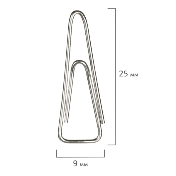 Скрепки ОФИСМАГ, 25 мм, никелированные, треугольные, 100 шт., в картонной коробке, 270441 - Скрепки канцелярские