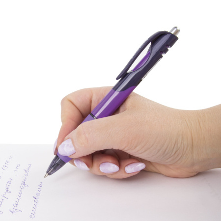 Ручка шариковая автоматическая с грипом BRAUBERG "Supreme", СИНЯЯ, корпус ассорти, узел 0,7 мм, линия письма 0,35 мм, 141545 - Ручки шариковые автоматические