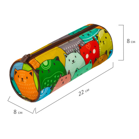 Пенал-тубус BRAUBERG, с эффектом Soft Touch, мягкий, "Cats", 22х8 см, 229008 - Пеналы мягкие