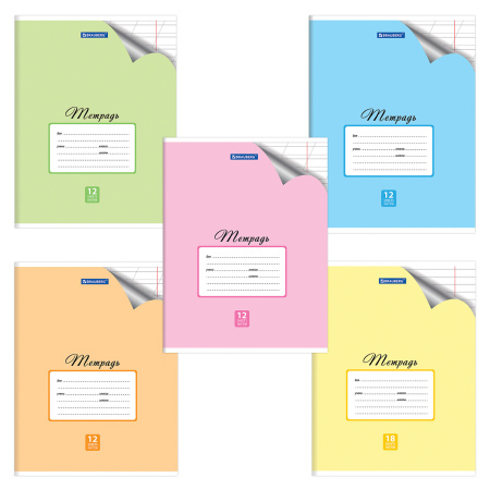 Тетрадь 12 л. BRAUBERG "ЭКО", косая линия, обложка плотная мелованная бумага, ПАСТЕЛЬНАЯ С УГОЛКОМ, 104504