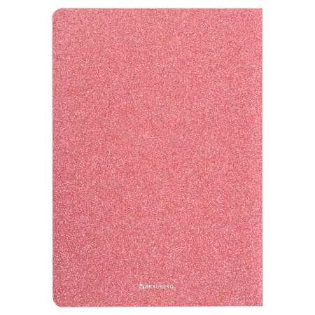 Тетрадь 48 л. в клетку обложка кожзам с блестками, сшивка, A5 (147х210мм), РОЗОВЫЙ, BRAUBERG SPARKLE, 403852 - Тетради 40-48 листов