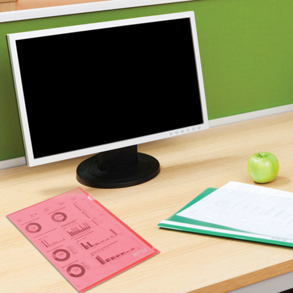 Папка-уголок жесткая BRAUBERG, красная, 0,15 мм, 221640 - Папки-уголки пластиковые