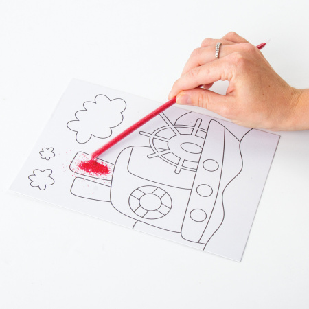 Набор для творчества "Картина из цветного песка", "Транспорт", 2 самоклеящиеся основы 20х15 см, 662367 - Изготовление фресок