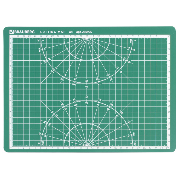 Коврик (мат) для резки BRAUBERG, 3-слойный, А4 (300х220 мм), двусторонний, толщина 3 мм, зеленый, 236905 - Коврики настольные для резки