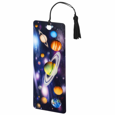 Закладка для книг 3D, BRAUBERG, объемная, "Вселенная", с декоративным шнурком-завязкой, 125757 - Закладки для книг