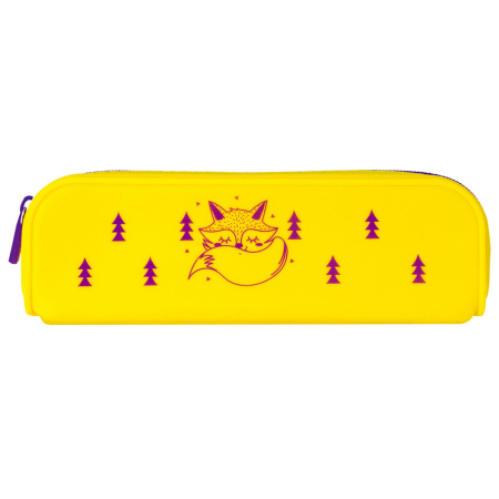 Пенал-косметичка BRAUBERG, силикон, "Fox", 20х5х6 см, 229029 - Пеналы мягкие