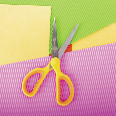 Ножницы BRAUBERG "Original", 155 мм, оранжево-желтые, ребристые резиновые вставки, 236450 - Ножницы универсальные