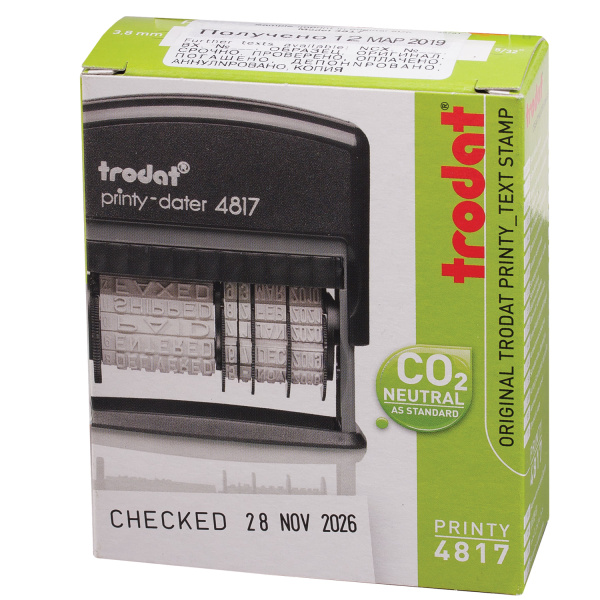 Датер-мини месяц буквами, "12 бухгалтерских терминов", оттиск 45х3,8 мм, синий, TRODAT 4817, корпус черный, 80701 - Датеры