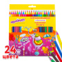 Карандаши цветные ЮНЛАНДИЯ "КАРНАВАЛ", 24 цвета, пластиковые, заточенные, трехгранный корпус, 181686 - Карандаши цветные