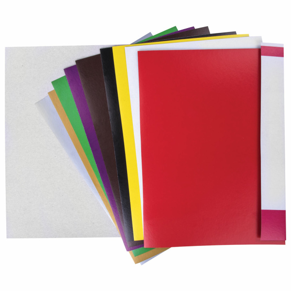 Картон цветной А4 МЕЛОВАННЫЙ (глянцевый), ВОЛШЕБНЫЙ, 10 листов 10 цветов, в папке, BRAUBERG, 200х290 мм, "Маяк", 129915 - Цветной и белый картон