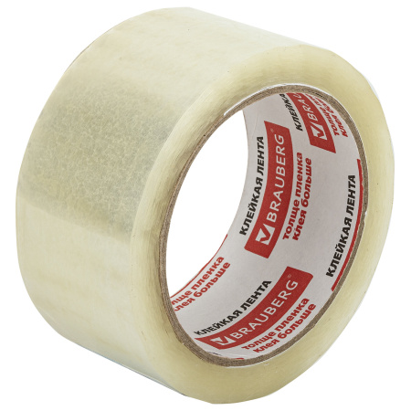 Клейкая лента упаковочная 48 мм х 66 м, прозрачная, толщина 45 микрон, 1 шт, BRAUBERG - Клейкие ленты канцелярские