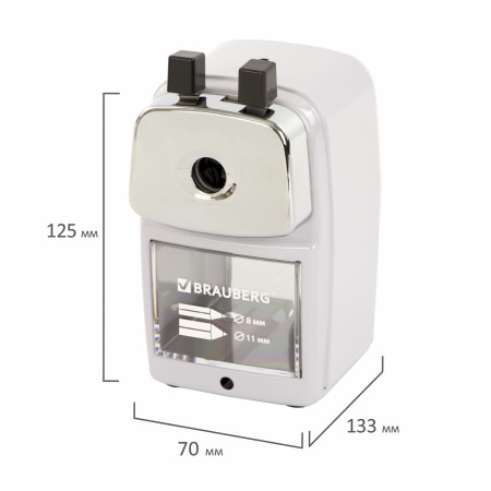 Точилка механическая BRAUBERG "METALLIC-X", для ч/гр и цветных карандашей (в том числе утолщенных), крепление, металлический корпус, 228481 - Точилки механические