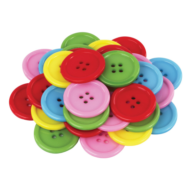 Пуговицы декоративные "Круглые", пластик, 25 мм, 5 цветов, 40 г, ОСТРОВ СОКРОВИЩ, 661402 - Пуговицы для творчества