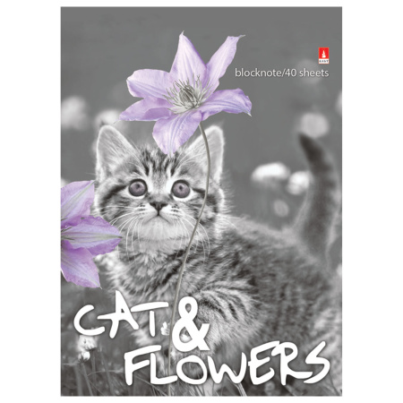 Блокнот А6, 40 л., гребень, ламинированный картон, клетка, Альт, "Котята", (5 видов), 3-40-028 - Блокноты