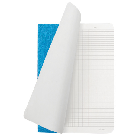 Тетрадь 48 л. в клетку обложка кожзам под рогожку, сшивка, A5 (147х210мм), ГОЛУБОЙ, BRAUBERG BRIGHT, 403846 - Тетради 40-48 листов