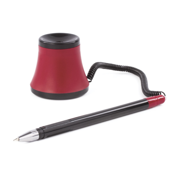 Ручка шариковая настольная масляная BRAUBERG "Стенд-Пен №1", СИНЯЯ, корпус черный/красный, линия письма 0,35 мм, 141886 - Ручки шариковые на подставке