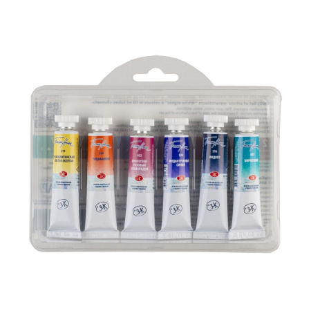 Набор акварельных художественных красок "Белые ночи"- Закат, 6 цветов в тубах по 10мл, в пластиковом коррексе - Акварель художественная в наборах