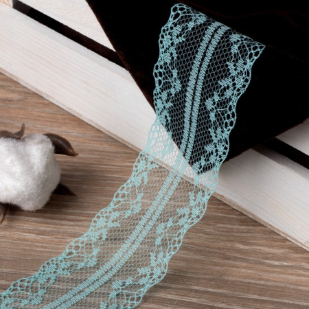 Кружево капроновое, цвет мятный, ширина 35 мм