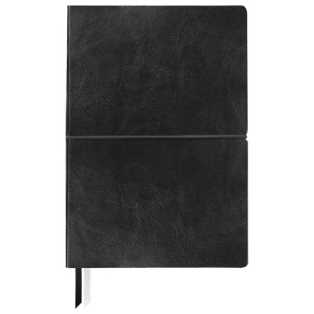 Блокнот А5 (148х218 мм), BRAUBERG "Black Jack", 128 л., гладкий кожзам, резинка, клетка, черный, 125240 - Бизнес-блокноты и бизнес-тетради