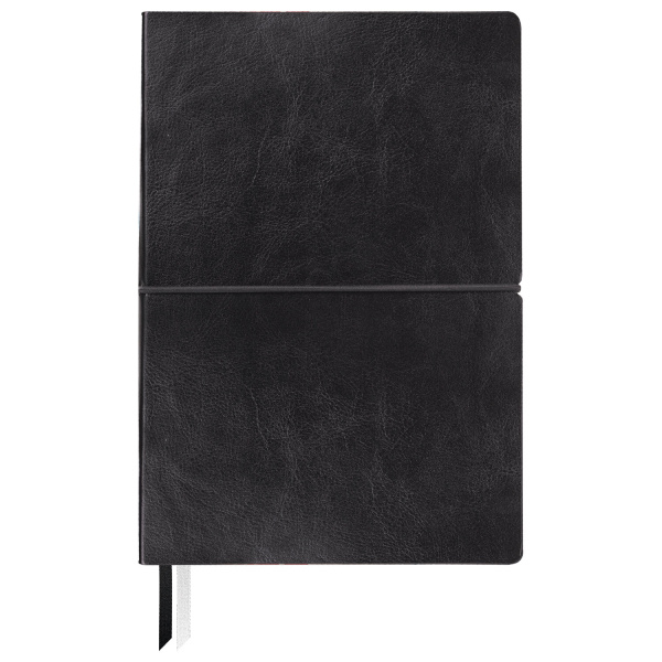 Блокнот А5 (148х218 мм), BRAUBERG "Black Jack", 128 л., гладкий кожзам, резинка, клетка, черный, 125240 - Бизнес-блокноты и бизнес-тетради