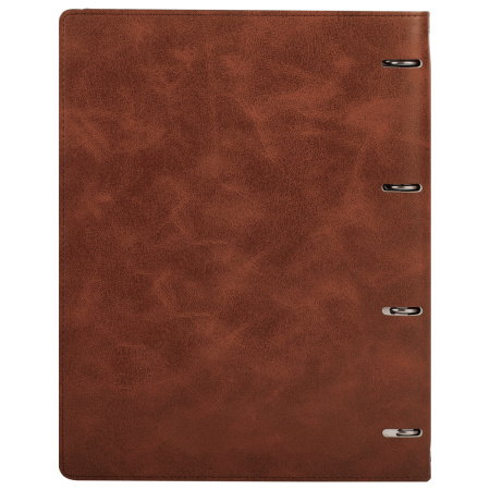 Тетрадь на кольцах БОЛЬШАЯ А4 (240х310 мм), 120 листов, под кожу, клетка, BRAUBERG "Main", коричневый, 404511 - Тетради на кольцах и сменные блоки к ним