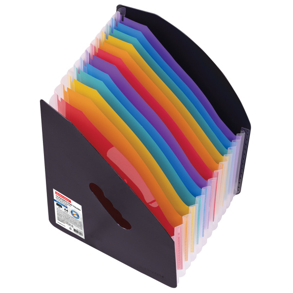 Лоток-органайзер вертикальный для бумаг и документов, 13 отделений, BRAUBERG DOCS, А4 черный, 271153 - Лотки и подставки секционные