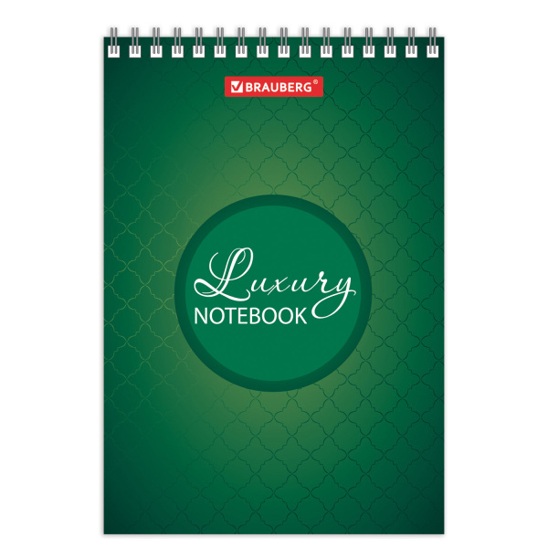 Блокнот МАЛЫЙ ФОРМАТ (97х145 мм) А6, 60 л., гребень, картон, клетка, BRAUBERG, "Люксовый блокнот", 129829 - Блокноты