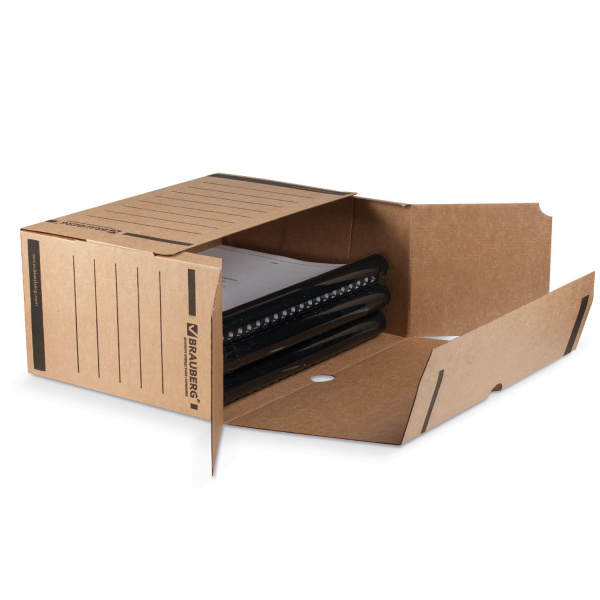 Короб архивный с клапаном А4 (260х325 мм), 150 мм, до 1400 листов, плотный, микрогофрокартон, BRAUBERG, 124849 - Накопители документов