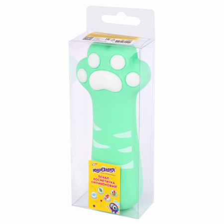 Пенал-косметичка ЮНЛАНДИЯ на молнии, силикон, "Paw Mint", мятный, 20х7 см, 270056 - Пеналы мягкие