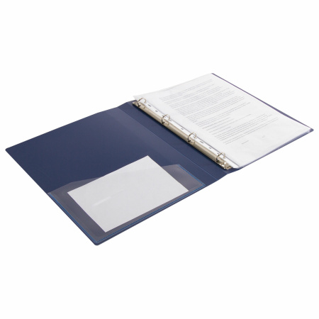 Папка на 4 кольцах, ширина 25 мм, BRAUBERG EXTRA, до 170 листов, СИНЯЯ, 0,7 мм, 270483 - Папки на кольцах