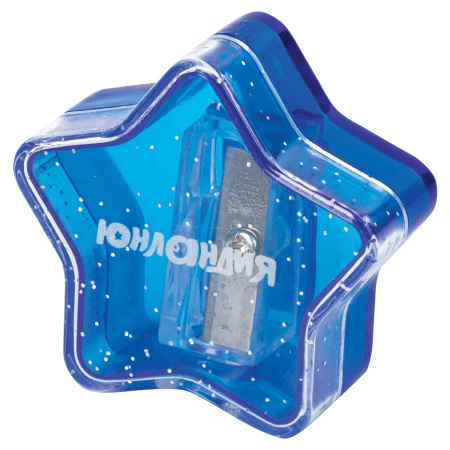 Точилка ЮНЛАНДИЯ "Звездочка", с контейнером, пластиковая, корпус ассорти, 228453 - Точилки ручные