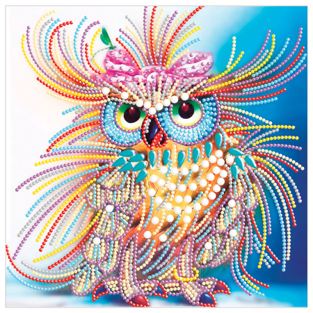 Картина стразами (алмазная мозаика) сияющая 30х30 см, ОСТРОВ СОКРОВИЩ "Королевская сова", без подрамника, 662447 - Алмазная вышивка