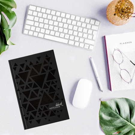 Блокнот А5 (134х206 мм), 80 л., твёрдый, клетка, выборочный лак, STAFF, "Triangles", 114421 - Блокноты в книжном переплете