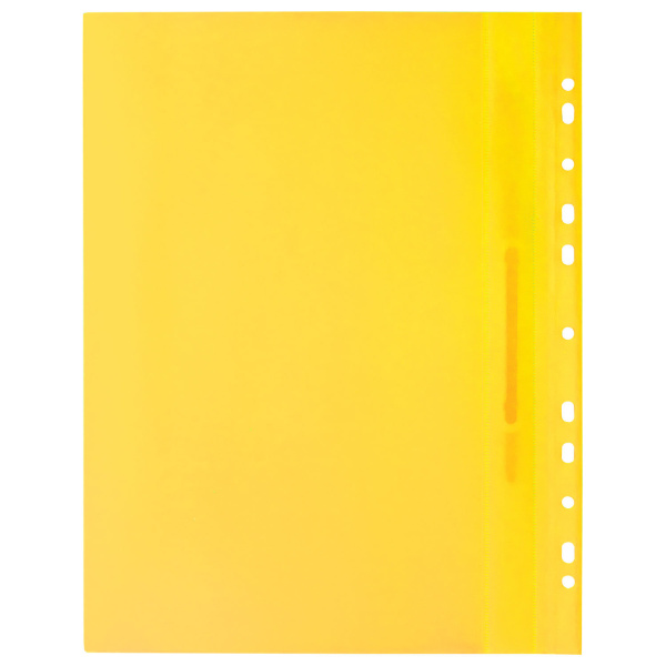 Скоросшиватель пластиковый с перфорацией BRAUBERG, А4, 140/180 мкм, желтый, 226587 - Папки-скоросшиватели мягкие
