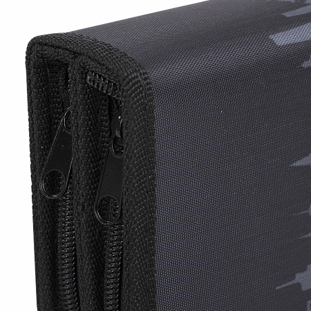 Пенал ЮНЛАНДИЯ, 2 отделения, полиэстер, 19х11 см, "Black Ninja", 271541 - Пеналы каркасные