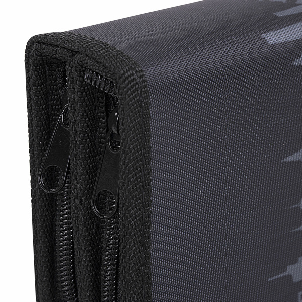 Пенал ЮНЛАНДИЯ, 2 отделения, полиэстер, 19х11 см, "Black Ninja", 271541 - Пеналы каркасные