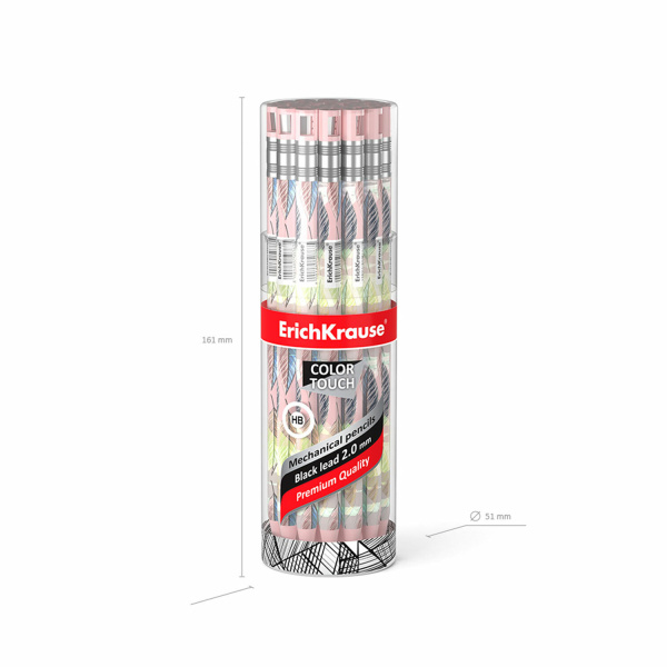 Карандаш механический цанговый 2 мм, ERICH KRAUSE ColorTouch, "Flora", корпус ассорти, 50763 - Карандаши механические