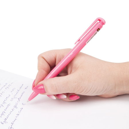 Ручка шариковая автоматическая BRAUBERG "Hot Hit", СИНЯЯ, корпус ассорти, узел 0,7 мм, линия письма 0,35 мм, 140891 - Ручки шариковые автоматические