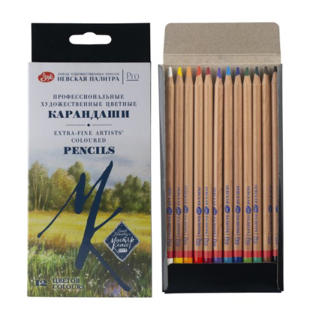 Набор профессиональных цветных карандашей "Мастер-Класс", 12 цветов, в картонной коробке - Карандаши цветные и акварельные профессиональные