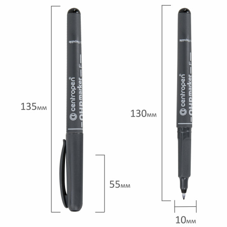 Маркер перманентный для любой гладкой поверхности ЧЕРНЫЙ CENTROPEN "OHP", 0,6 мм, 2636, 6 2636 0112 - Маркеры промышленные и прочие специальные