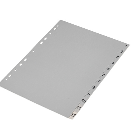 Разделитель пластиковый BRAUBERG, А4, 12 листов, цифровой 1-12, оглавление, серый, РОССИЯ, 225596 - Разделители