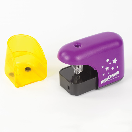 Точилка электрическая ЮНЛАНДИЯ "Stars", питание от 4 батареек АА, корпус фиолетовый, 228425 - Точилки электрические