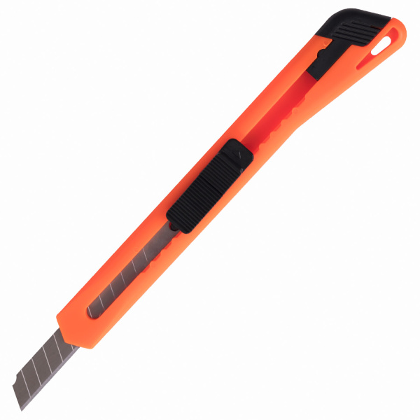 Нож канцелярский 9 мм BRAUBERG "Classic", фиксатор, корпус ассорти, упаковка с европодвесом, 230914 - Ножи канцелярские универсальные