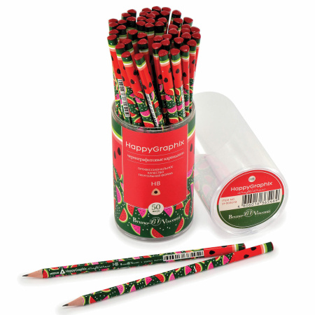 Карандаш чернографитный BRUNO VISCONTI "HappyGraphix", 1 шт., "Арбузы", HB, 21-0030/13 - Карандаши чернографитные