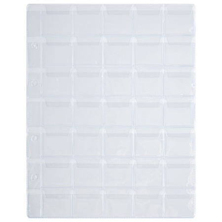 Листы-вкладыши для альбома "OPTIMA" на 35 монет d до 32 мм, КОМПЛЕКТ 10 шт., 200х250 мм, ПВХ, STAFF, 238085