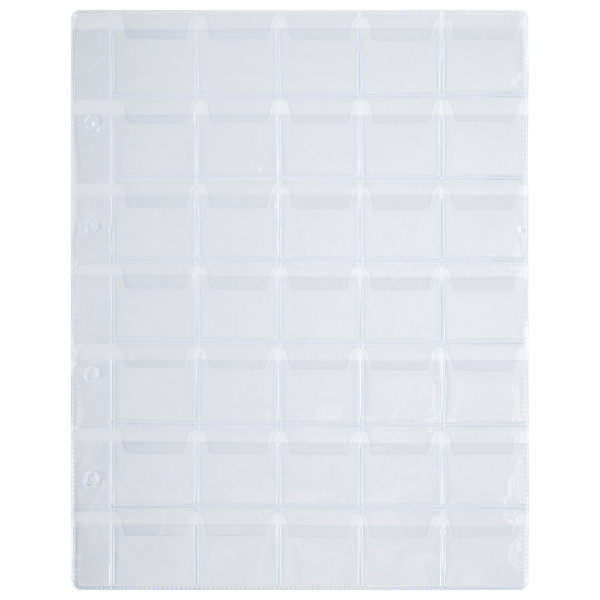 Листы-вкладыши для альбома "OPTIMA" на 35 монет d до 32 мм, КОМПЛЕКТ 10 шт., 200х250 мм, ПВХ, STAFF, 238085